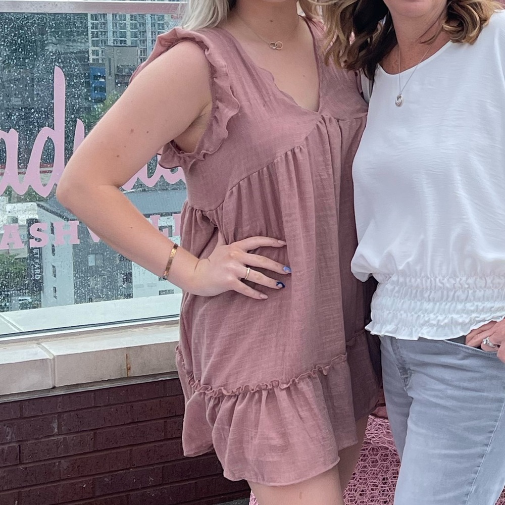 MAUVE PINK RUFFLE DRESS - Picture 4 of 4
